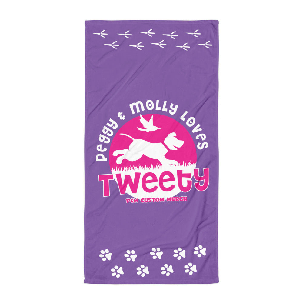 Peggy & Molly Personalised Pet Towel (Purple/Pink)