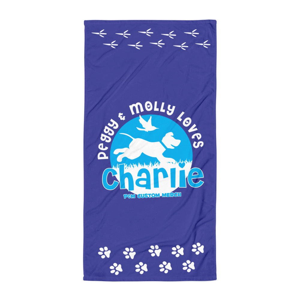 Peggy & Molly Personalised Pet Towel (Navy/Blue)