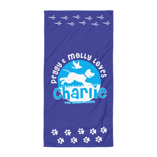 Peggy & Molly Personalised Pet Towel (Navy/Blue)
