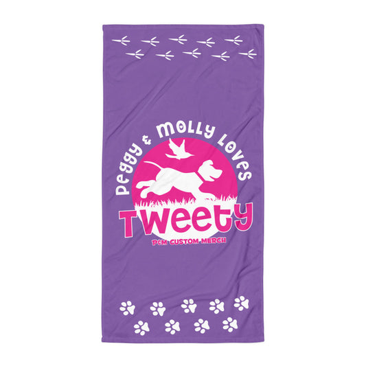 Peggy & Molly Personalised Pet Towel (Purple/Pink)